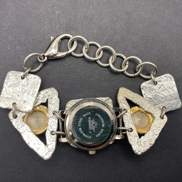 Rare Vintage J Jansen Watch Women Silver / Gold Tone Art Handmade 7.75 - 6.25" - Picture 11 of 16